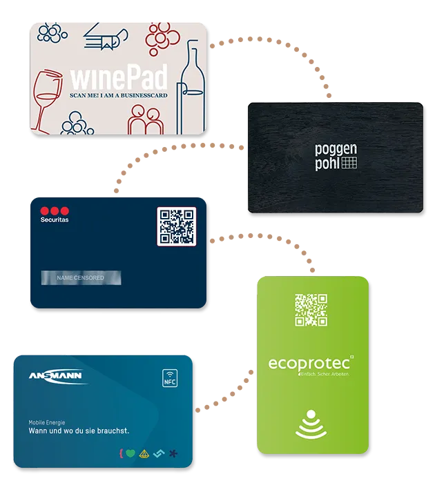 NFC Visitenkarte aus Plastik und Holz